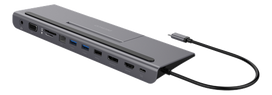 hdmi 2.1 deltaco - DELTACO 85 W, 4K UHD @ 60 Hz, DP, HDMI, VGA, RJ45, 3.5mm, 1Gbit/s, pilkas / USBC-DOCK2 - 1 nuotrauka
