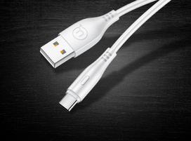 telefonu pakrovejai - Usams U18 Flexi PVC USB To USB Type-C Cable 1m White - 2 nuotrauka