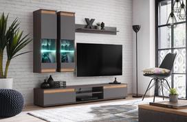 sekcijos svetainei - ASM Modo Living Room Wall Unit Set Anthracite/Wotan - 2 nuotrauka