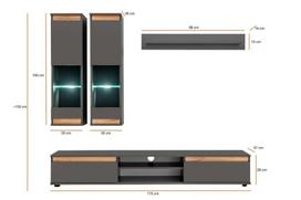 sekcijos svetainei - ASM Modo Living Room Wall Unit Set Anthracite/Wotan - 9 nuotrauka