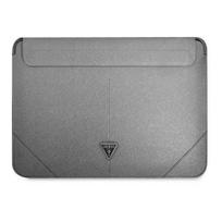 krepsys nesiojamam kompiuteriui 16 - Guess Saffiano Triangle Metal Logo Computer Sleeve 16" Silver - 1 nuotrauka