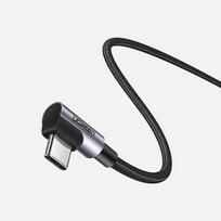 usb c kampinis - Ugreen US323 USB-C to USB-C Angled Cable PD 3A 60W 1m Black - 2 nuotrauka