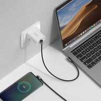 usb c kampinis - Ugreen US323 USB-C to USB-C Angled Cable PD 3A 60W 1m Black - 6 nuotrauka
