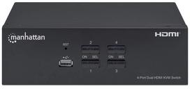 MANHATTAN KVM Switch HDMI/USB 4x1 Dual-Monitor Video 4K 30Hz