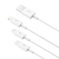 1 43 - Baseus Superior Cable USB to Lightning+micro USB+USB Type 3,5A 1,5m White - 3 nuotrauka