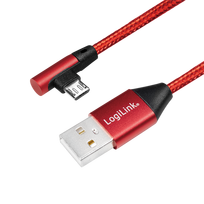 usb laidas 90 - Logilink USB To Micro USB 90° Angled Cable Red 0.3m - 1 nuotrauka