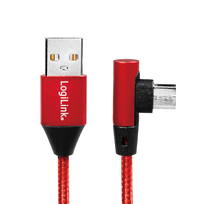 usb laidas 90 - Logilink USB To Micro USB 90° Angled Cable Red 0.3m - 2 nuotrauka