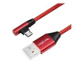 usb laidas 90 - Logilink USB To Micro USB 90° Angled Cable Red 0.3m - 4 nuotrauka
