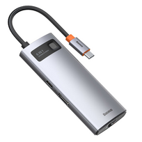 usb c ilgintuvas - Baseus Metal Gleam serijos 6in1 USB-C - 3x USB 3.0 HDMI USB-C PD Ethernet RJ45 - 3 nuotrauka