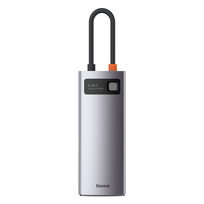 usb c ilgintuvas - Baseus Metal Gleam serijos 6in1 USB-C - 3x USB 3.0 HDMI USB-C PD Ethernet RJ45 - 5 nuotrauka