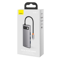 usb c ilgintuvas - Baseus Metal Gleam serijos 6in1 USB-C - 3x USB 3.0 HDMI USB-C PD Ethernet RJ45 - 6 nuotrauka