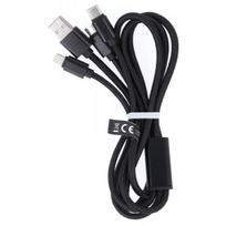3in1 laidas - maXlife 3in1 cable USB - Lightning+USB-C+microUSB 2.1A 1m Black nylon - 1 nuotrauka