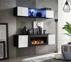sekcija su biozidiniu - ASM Fly N3 Living Room Wall Unit Set White/Black - 1 nuotrauka