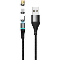 magnetinis usb - Setty USB magnetic cable 2A 1m Black nylon - 1 nuotrauka