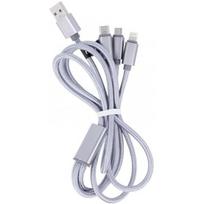 usb 2 usb 3 - maXlife 3in1 cable USB - Lightning+USB-C+microUSB 2.1A 1m Grey nylon - 1 nuotrauka