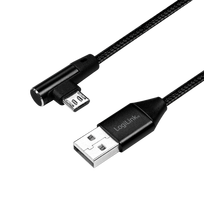 usb laidas 90 - Logilink USB To Micro USB 90° Angled Cable Black 0.3m - 1 nuotrauka