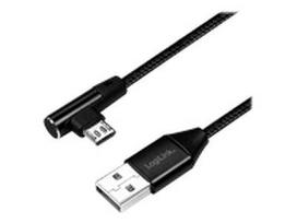 usb laidas 90 - Logilink USB To Micro USB 90° Angled Cable Black 0.3m - 3 nuotrauka