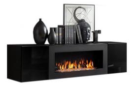 sekcija su biozidiniu - ASM Fly N1 Living Room Wall Unit Set Black - 4 nuotrauka