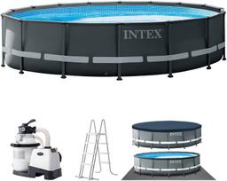 intex filtras - Intex Frame Pool Set Ultra Rondo XTR, 549 x 132cm, swimming pool (dark pilkas/mėlynas, with sand filter system) - 1 nuotrauka