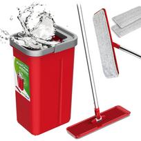 sluota su kibiru - Flat Mop + Bucket + Telescopic Pole + 2 x Microfibre Pad 5.7L Floor Cleaning XXL Set Rotating Head - 1 nuotrauka