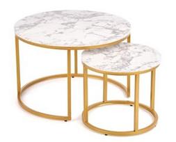stalas 60 40 - Paola, aukso/baltas, 60 cm x 60 cm x 40 cm - 1 nuotrauka