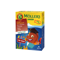 zuvys -  MÖLLER'S JUNIOR, kolos skonio, nuo 3 m., 45 kramtomosios tabletės - 1 nuotrauka