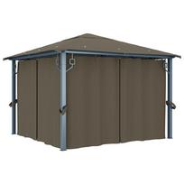 Pavėsinė pop-up su užuolaidomis, taupe spalvos, 300x300cm, aliuminis