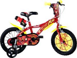 dviracio dinama - Vaikiškas dviratis Dino Bikes Flash, raudonas/geltonas, 11" (27 cm), 16" - 1 nuotrauka