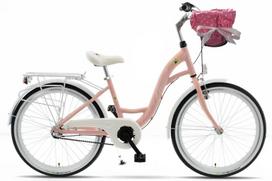 Vaikiškas dviratis Davi Olivia, 130-165 cm, aliuminio rėmas, 24" aliumininiai ratai, 3 pavarų Shimano perjungėjas, Rožinis