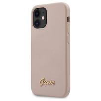 iphone 12 mini dekliukas - Guess "GUHCP12SLSLMGLP Silicone Script Gold Logo iPhone 12 Mini" Light Pink - 1 nuotrauka