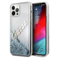 telefonas iphone pro max 12 - Guess "GUHCP12LGLVSBL Glitter Vintage Script Case iPhone 12 Pro Max" Blue - 1 nuotrauka