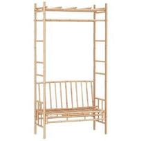lauko suoliukai - Sodo suoliukas su pergole, 116cm, bambukas - 1 nuotrauka