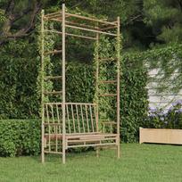 lauko suoliukai - Sodo suoliukas su pergole, 116cm, bambukas - 2 nuotrauka