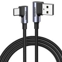 USB-C to USB-A 2.0 Angled Cable UGREEN US176, 3A, 3m (Juodas)