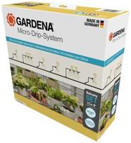 gardena laistymo sistema - Laistymo sistema Gardena Micro Drip System Balcony Set 13401-20, plastikas, 38 vnt. - 1 nuotrauka