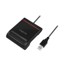 id korteliu skaitytuvas - Logilink USB 2.0 card reader, for smart ID CR0047 Black - 1 nuotrauka