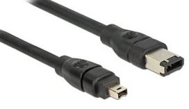 6 pin kabelis - Tinklo kabelis Delock IEEE 1394 cable 82577, juoda, 2 m - 1 nuotrauka