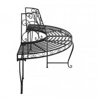 lauko suoliukai - Pusapvalis suoliukas aplink medį, juodas, 160cm, plienas - 4 nuotrauka