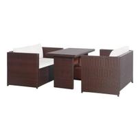 Lauko baldų komplektas VLX Bistro Set 43914, baltas/rudas, 4 vietų