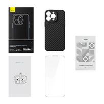 magnetic baseus - Baseus "Synthetic Fiber Case + tempered glass iPhone 14 Pro" Black - 3 nuotrauka