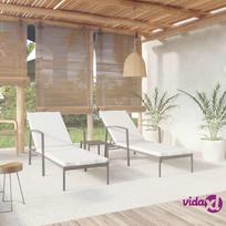 gultai - Gultas VLX Poly Rattan With Table, juodas/kreminės spalvos, 195 cm x 60 cm x 53 - 95 cm - 2 nuotrauka