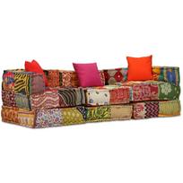 Trivietė modulinė sofa lova, audinys, skiautinis dizainas