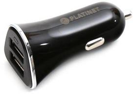 automobilinis pakrovejas - Platinet car charger   cable 2xUSB 3400mA, black (43719) - 1 nuotrauka
