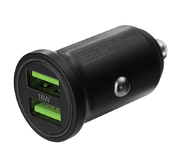 DELTACO 12/24 V, 36 W, 2x USB-A, juodas / USB-CAR128