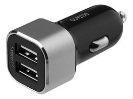 DELTACO USB-A, 17 W, juodas / sidabrinis / USB-CAR126