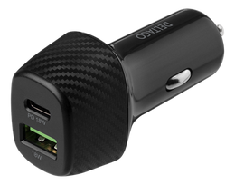 DELTACO 1x USB-C, 1x USB-A, 18 W, juodas / USBC-CAR120