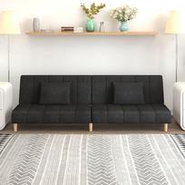 dviviete sofa lov - Dvivietė sofa-lova, juodos spalvos, audinys - 2 nuotrauka
