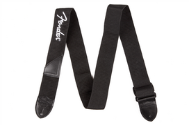 Gitaros diržas Fender baltas logo poly strap, juodas
