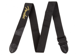 Gitaros diržas Fender Geltonas logo poly strap, juodas