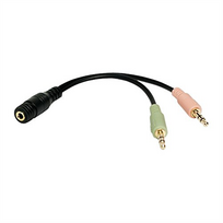 female to female 3.5 mm - Logilink Audio Adapter 3.5 Stereo 4-Pin Female to 2 x 3.5 Stereo Male Black, 0.105 m - 1 nuotrauka